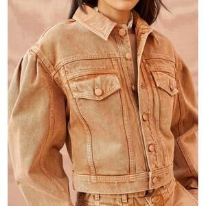 Ulla‎ Johnson Cosette Jacket Stone Wash Denim Puff Sleeve Size Large Rare Runway